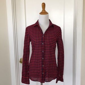 J. Crew Check Plaid Cotton Button Down Boy Style Shirt